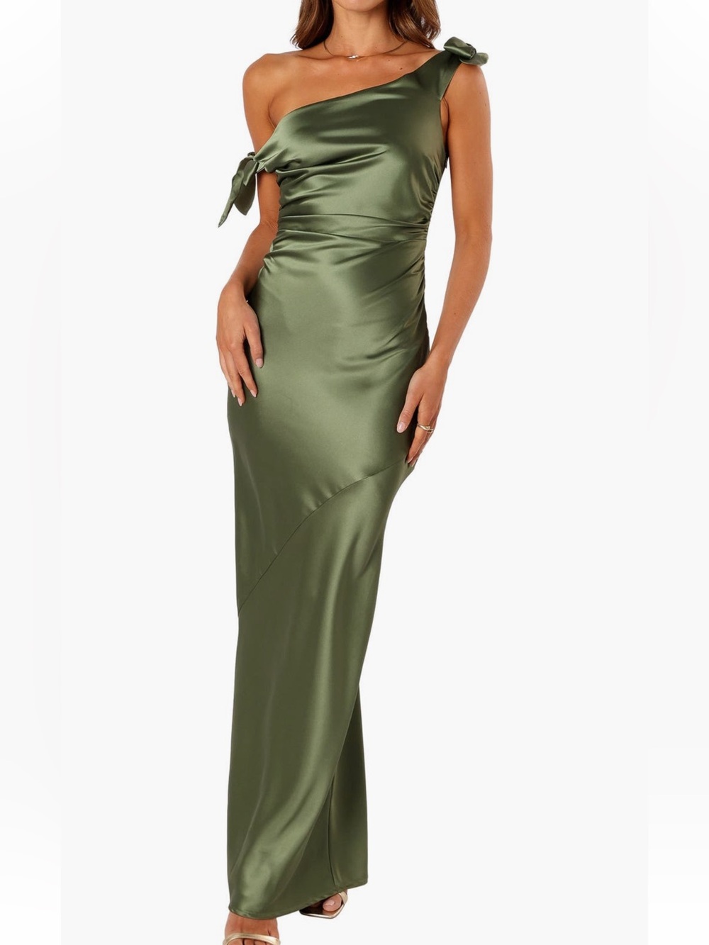 Petal & Pup Selma One-Shoulder Satin Gown